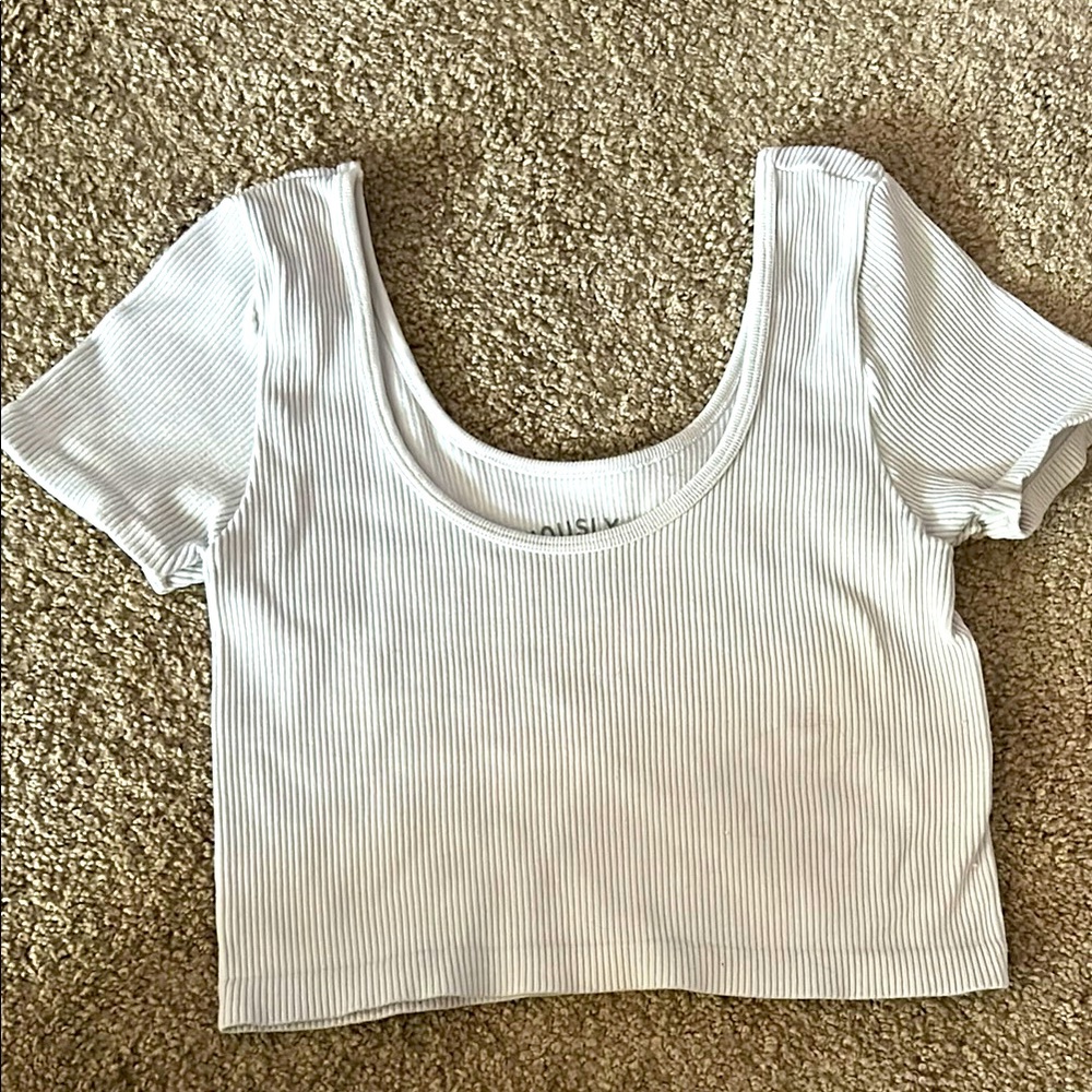 Aeropostale White Short Sleeve Crop T-Shirt
